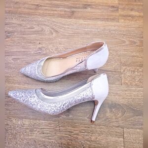 Elegant Silver Glitter Heels